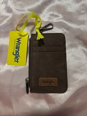 Wrangler Brown Suede Card Zipper Phone Wallet with Clip